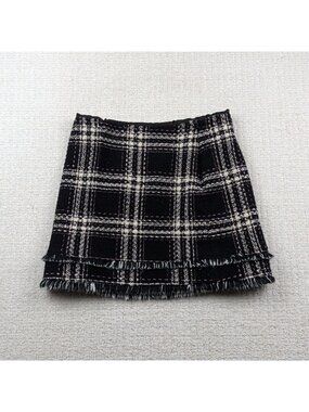 VTG Betsey Johnson NYC Tweed Wool Blend Plaid Mini Skirt 8 Whimsigoth Academia